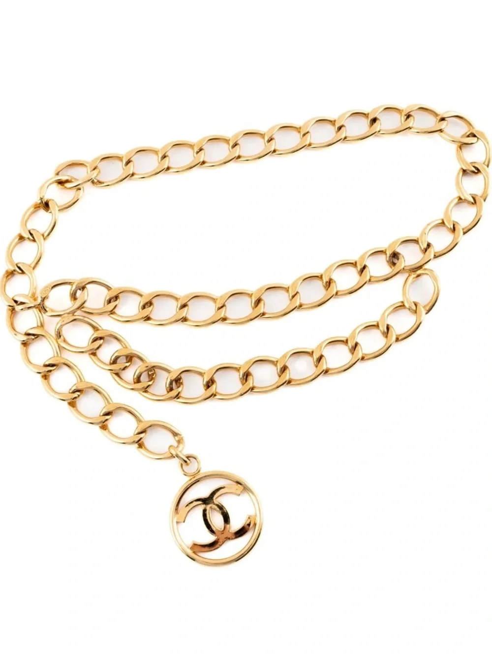 Authentic CHANEL gold plated chain belt big CC charm 92cm long